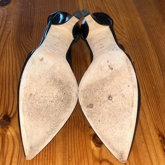 Kate Spade Perforated Patent Leather Sling Back Point Toe Kitten Heels Italy 7.5 - Picture 9 of 11